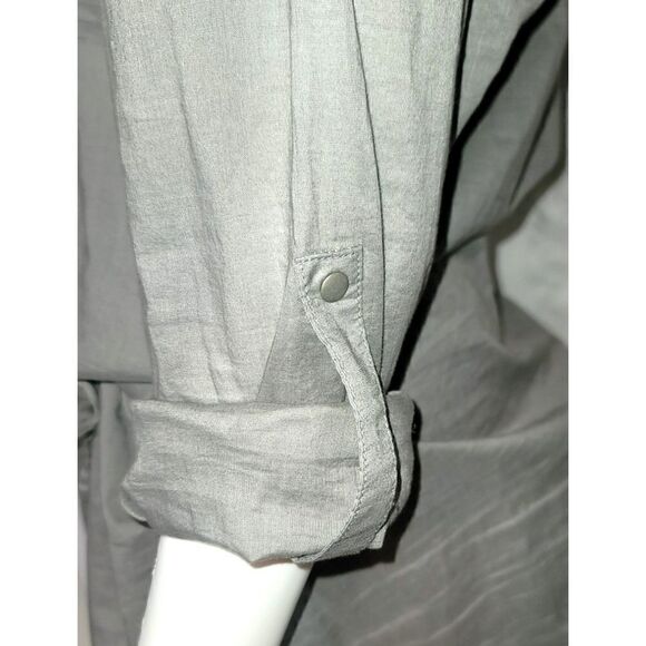 Prana Embroidered Drop Waist Drawstring 100% Cotton Roll Sleeve Tunic - Size M - Picture 8 of 13